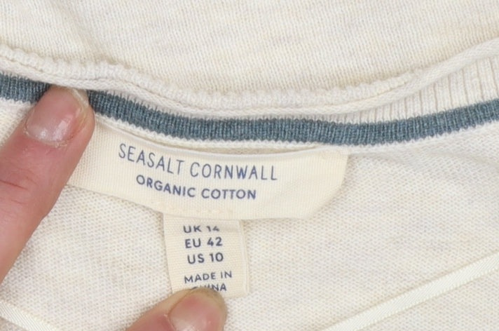 Seasalt Cornwall Women Beige Organic Cotton Cardigan UK 14