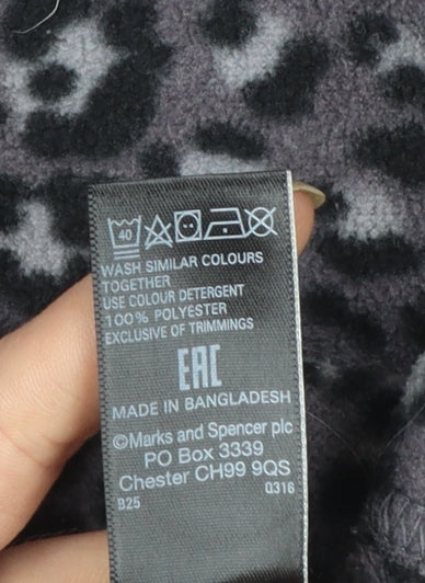 Marks and Spencer Womens Grey Animal Print Fleece Zip Jacket Size 12
