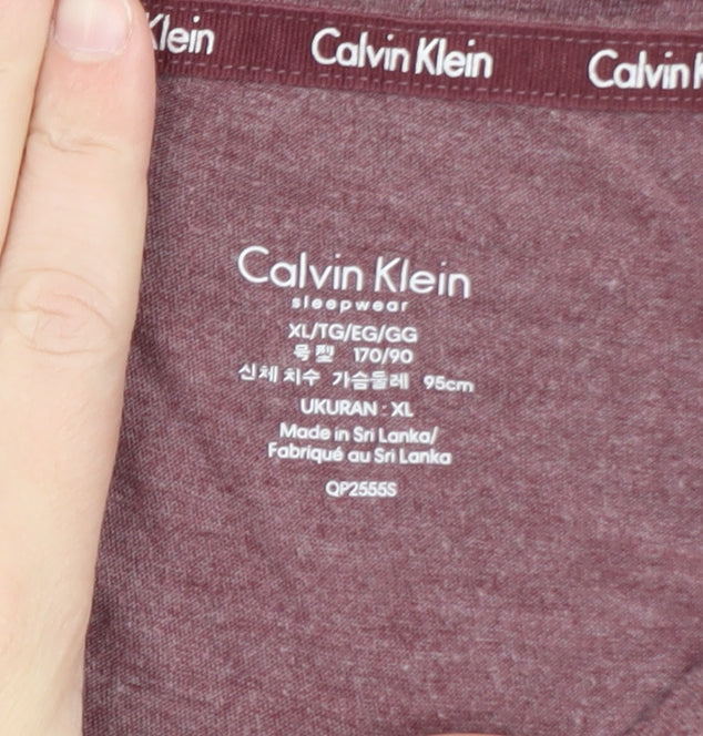 Calvin Klein Men's Burgundy Short Sleeve Sleepwear Top XL