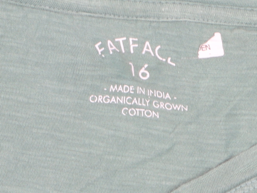 FatFace Womens Green Long Sleeve Cotton T-Shirt Size 16