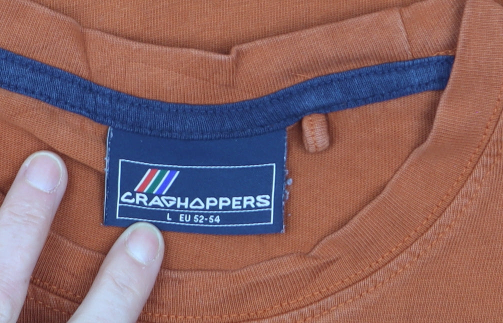 Craghoppers Men's Orange Long Sleeve Cotton Top L