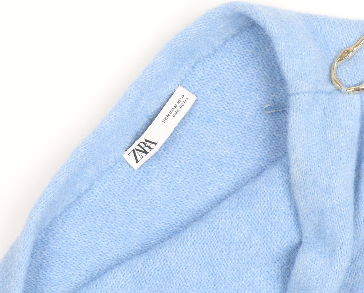 Zara Women Blue Wool Blend Asymmetrical Pullover Jumper Size 12