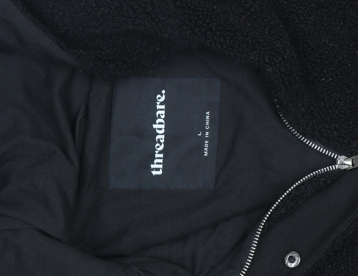 Threadbare Mens Black Fleece Full Zip Hoodie Size L Winter Warm