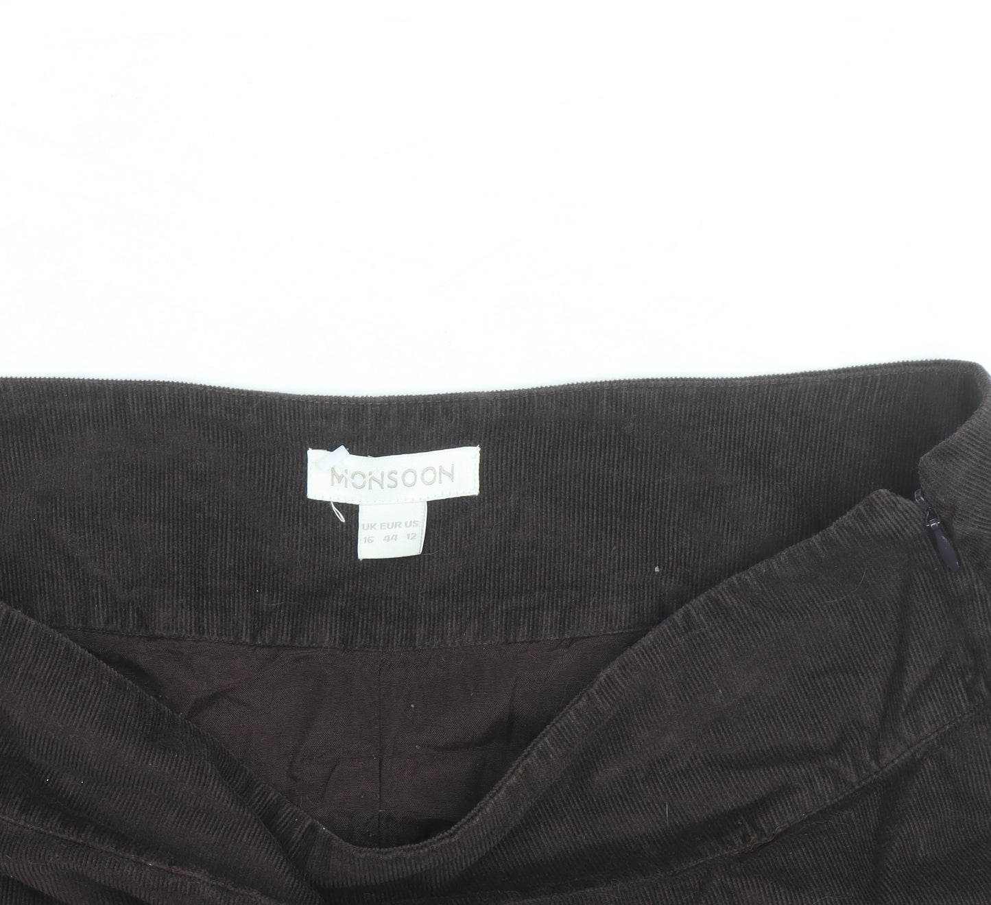 Monsoon Women’s Brown Floral Embroidered Corduroy Skirt Size 16