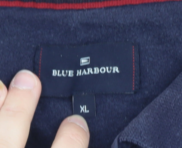 Marks and Spencer Blue Harbour Men's Blue Striped Cotton Polo Shirt XL