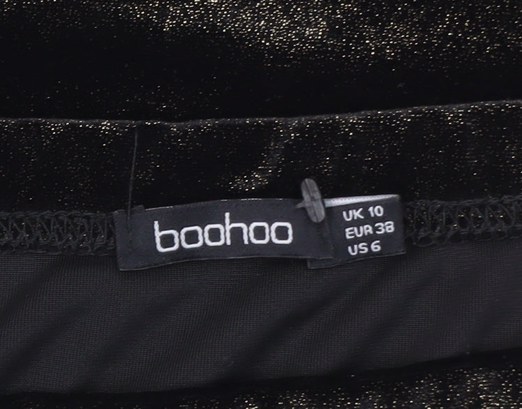 Boohoo Womens Black Size 10 Velvet Midi Pencil Skirt