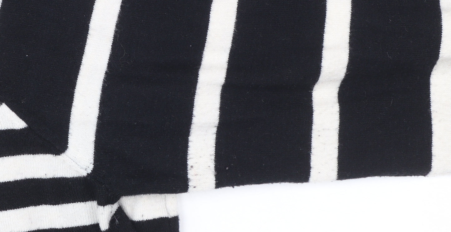 Oliver Bonas Women Black White Striped Crew Neck Pullover Jumper Size 18