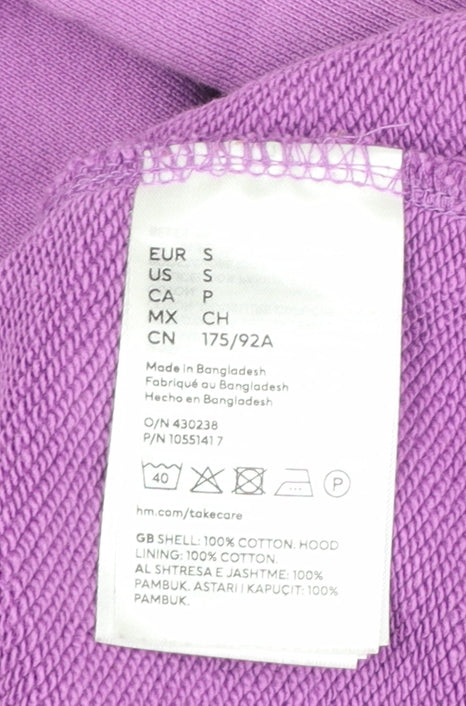 H&M Women’s Purple Cotton Full Zip Hoodie Size S