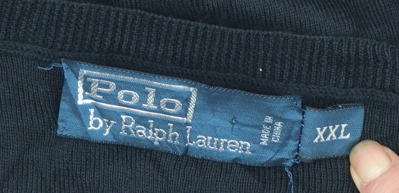 Ralph Lauren Men's Black 2XL Cotton V-Neck Sleeveless Jumper Vest