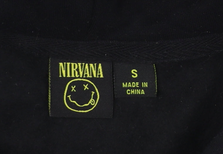 Primark Nirvana Men's Black Pullover Hoodie S Graphic Print