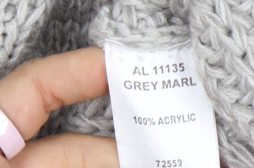 Cotton Traders Women’s Grey Marl Cable-Knit Longline Cardigan Size 16