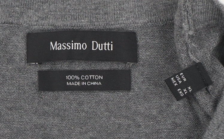 Massimo Dutti Men's Grey XL Cotton Crew Neck T-Shirt