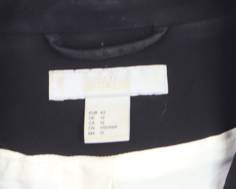 H&M Women Black Regular Fit Single-Breasted Suit Jacket Size 14