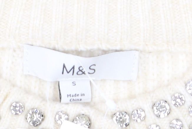 Marks and Spencer Women’s Ivory Jewel Button Cardigan Size S