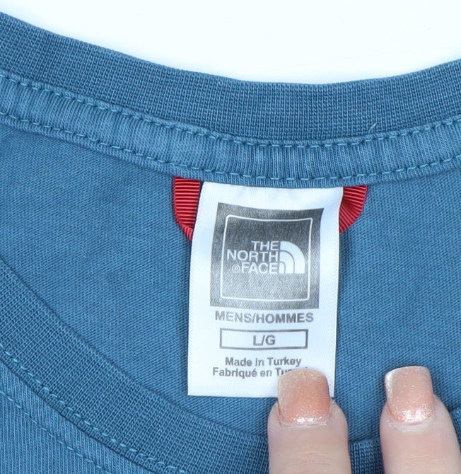 The North Face Men's Blue Cotton Short Sleeve Outdoor T-Shirt Size L
