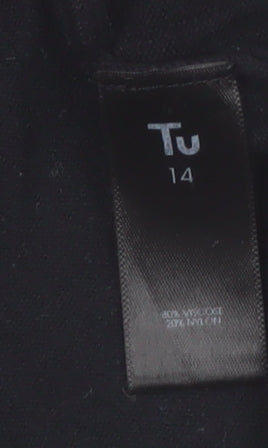 Tu Women's Black Size 14 Crew Neck Button Cardigan