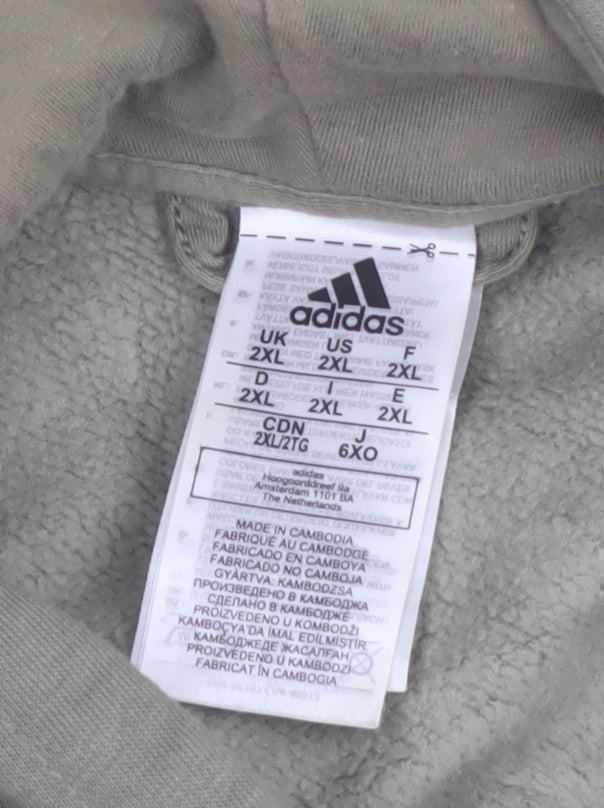 Adidas Men’s Green Full Zip Hoodie 2XL Sports Fleece Sweatshirt