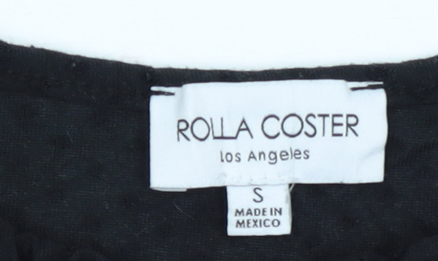 Rolla Coster Women’s Black Short Puff Sleeve Skater Dress Size S