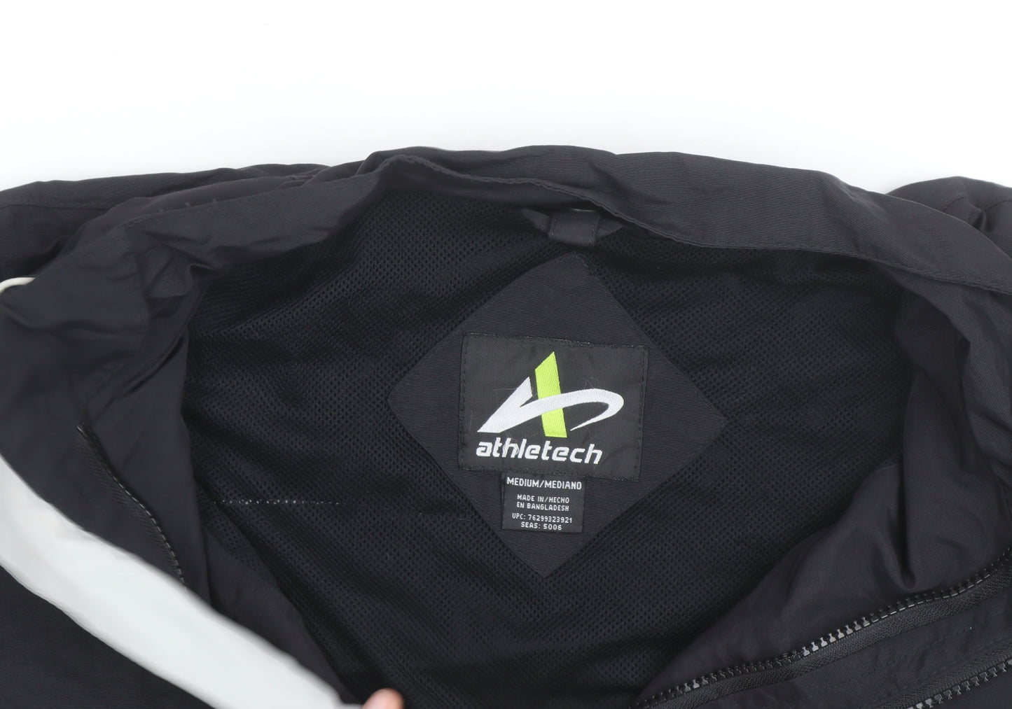 Athletech Men’s Black Grey Medium Waterproof Windbreaker Jacket
