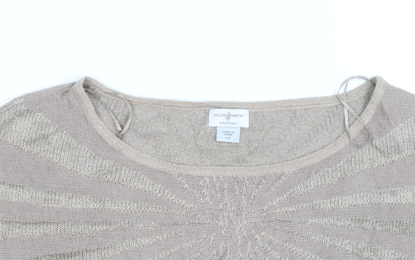 Jaclyn Smith Women’s Beige Knit Short Sleeve Blouse Size L