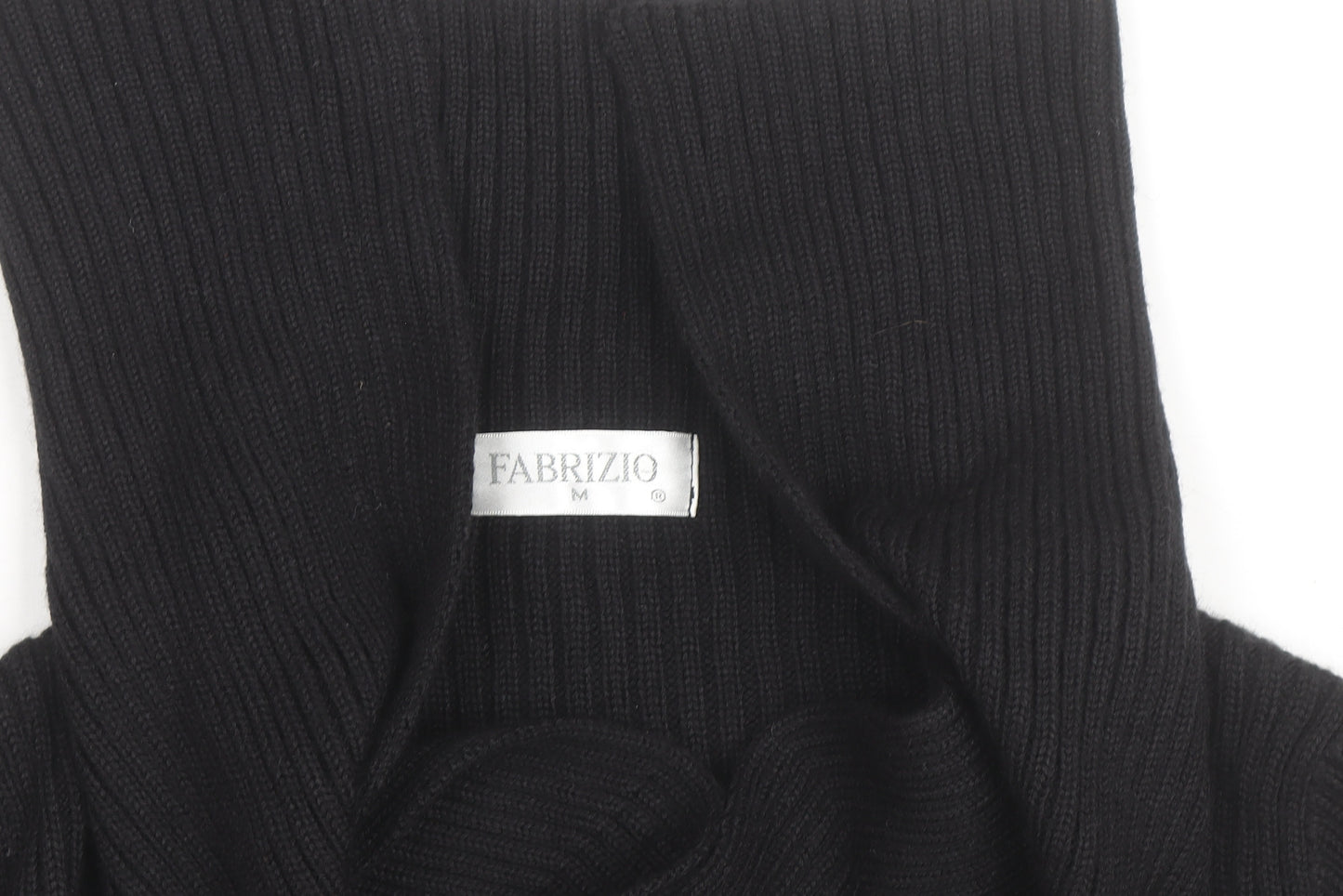 Fabrizio Women Black Ribbed Roll Neck Cardigan Jumper M