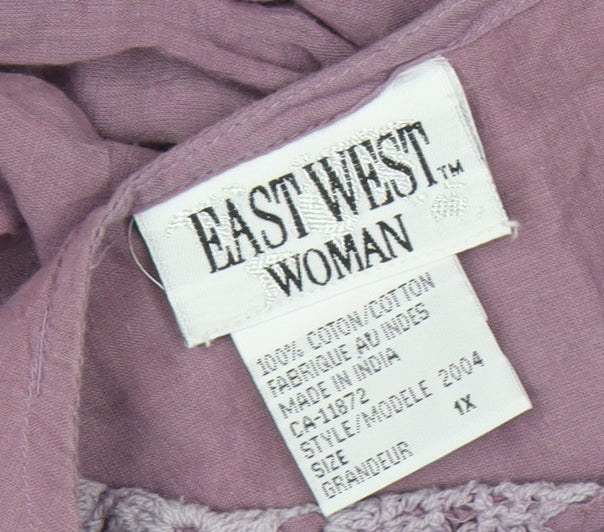 East West Woman Purple Cotton Crochet Fit & Flare Dress XL