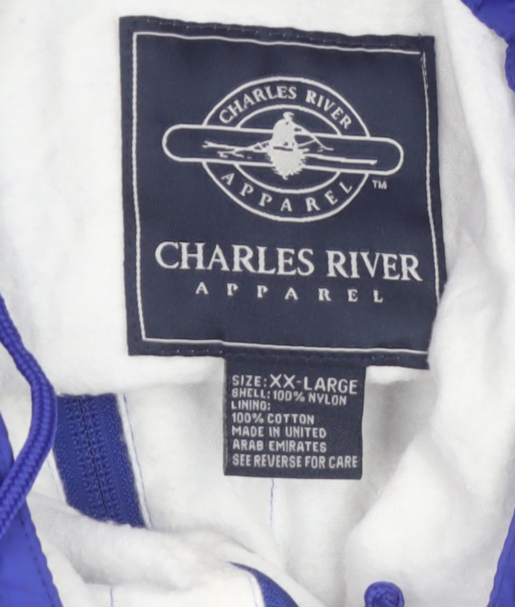 Charles River Apparel Men's Blue 2XL Hooded Windbreaker Jacket