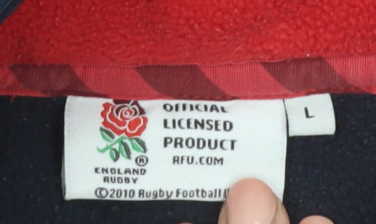 England Rugby Men's Blue Red Fleece 1/4 Zip Sweatshirt L