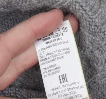 Marks and Spencer Womens Grey XL Roll Neck Fair Isle Jumper