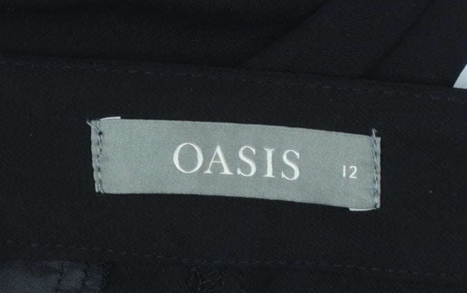 Oasis Women’s Black Cropped Wide-Leg Tailored Trousers Size 12