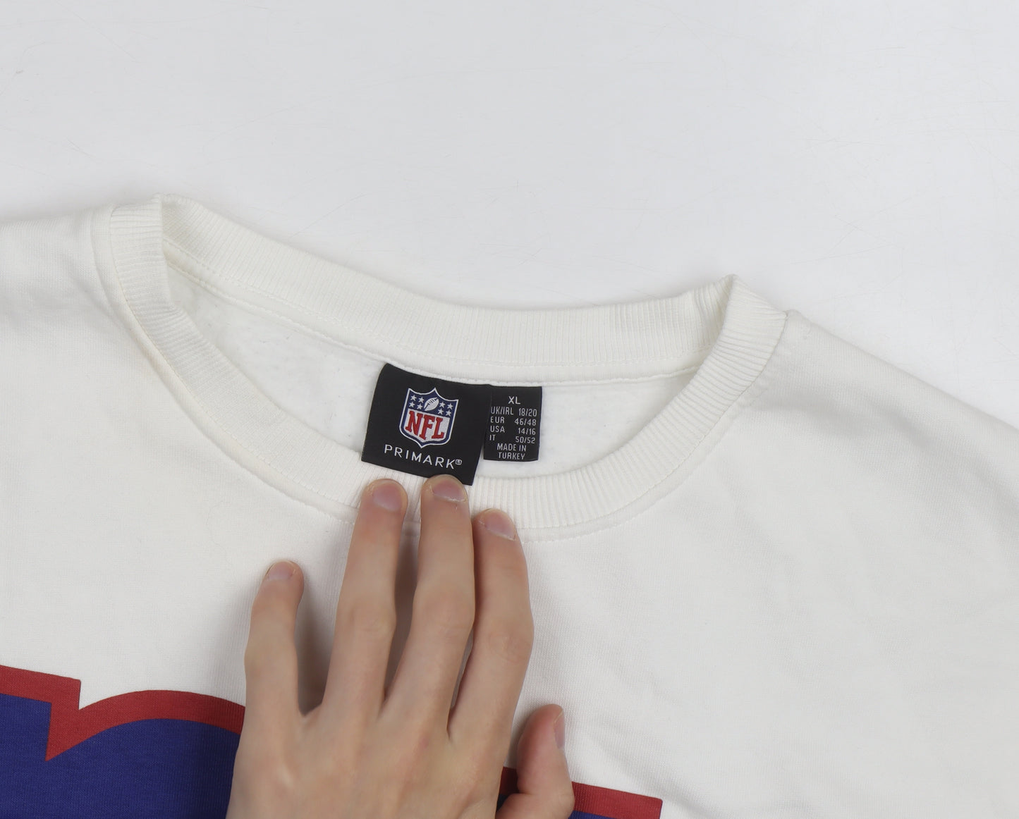 Primark NFL Men’s White XL Pullover Sweatshirt with Logo Print