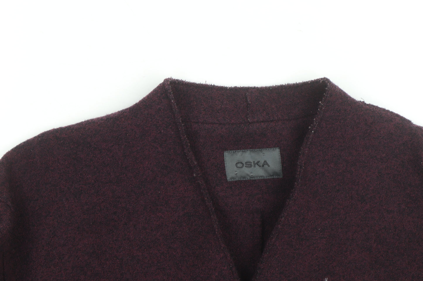 OSKA Women's Purple Wool V-Neck Button Cardigan L