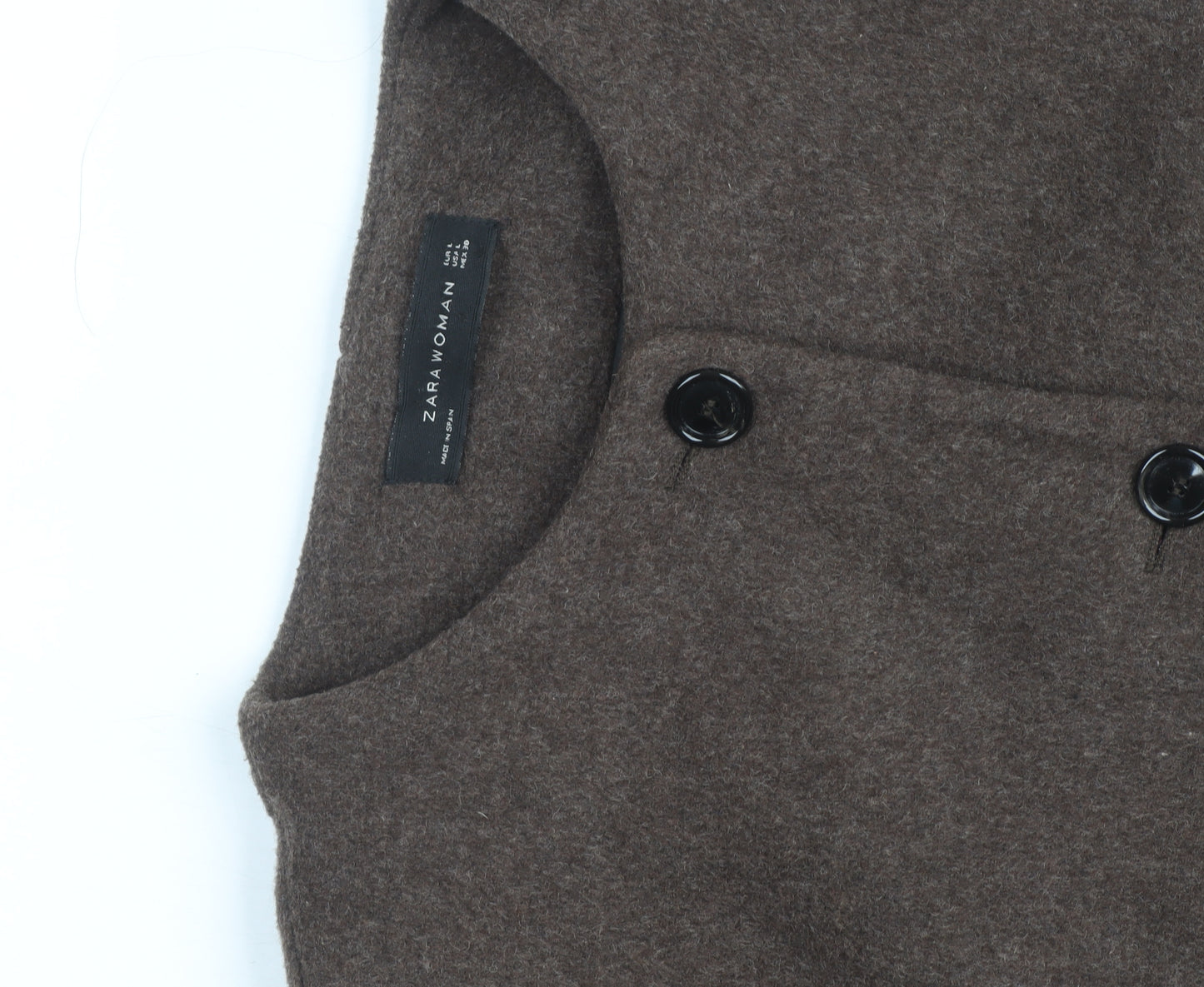 Zara Woman Brown Wool Mid-Length Coat Women’s L Classic Style