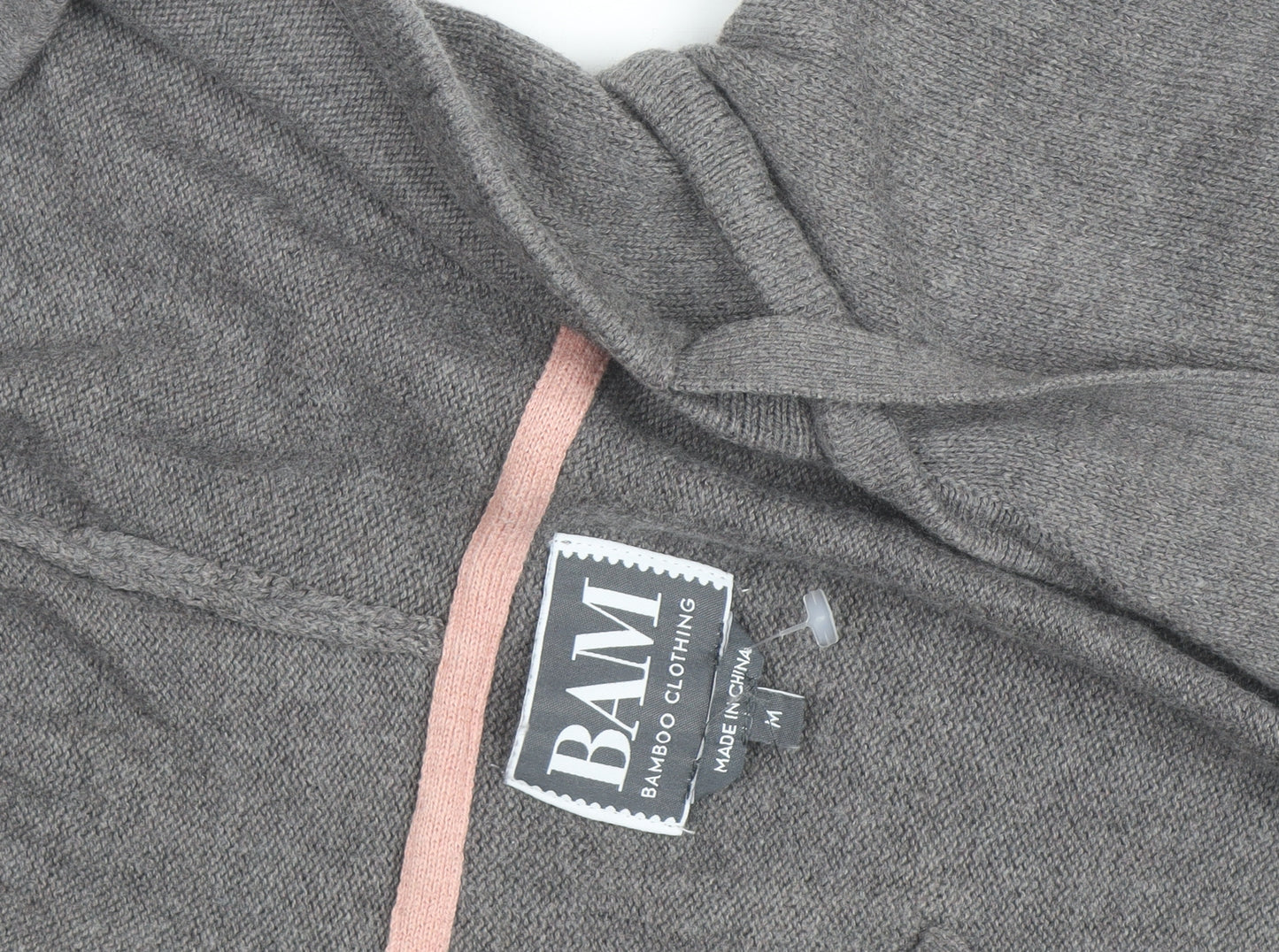 BAM Women's Grey Hooded Wrap Cardigan Medium Soft Bamboo Blend