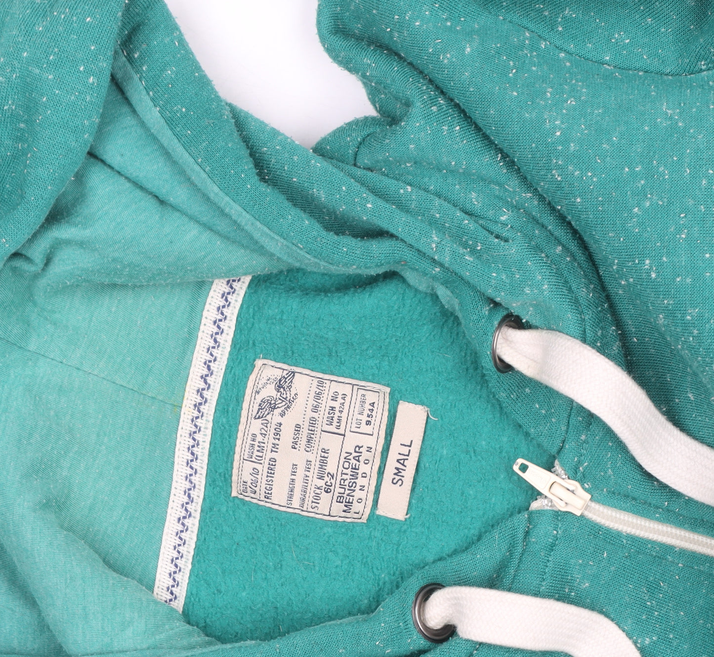 Benetton Men's Green Full Zip Hoodie Small Regular Fit Fleece