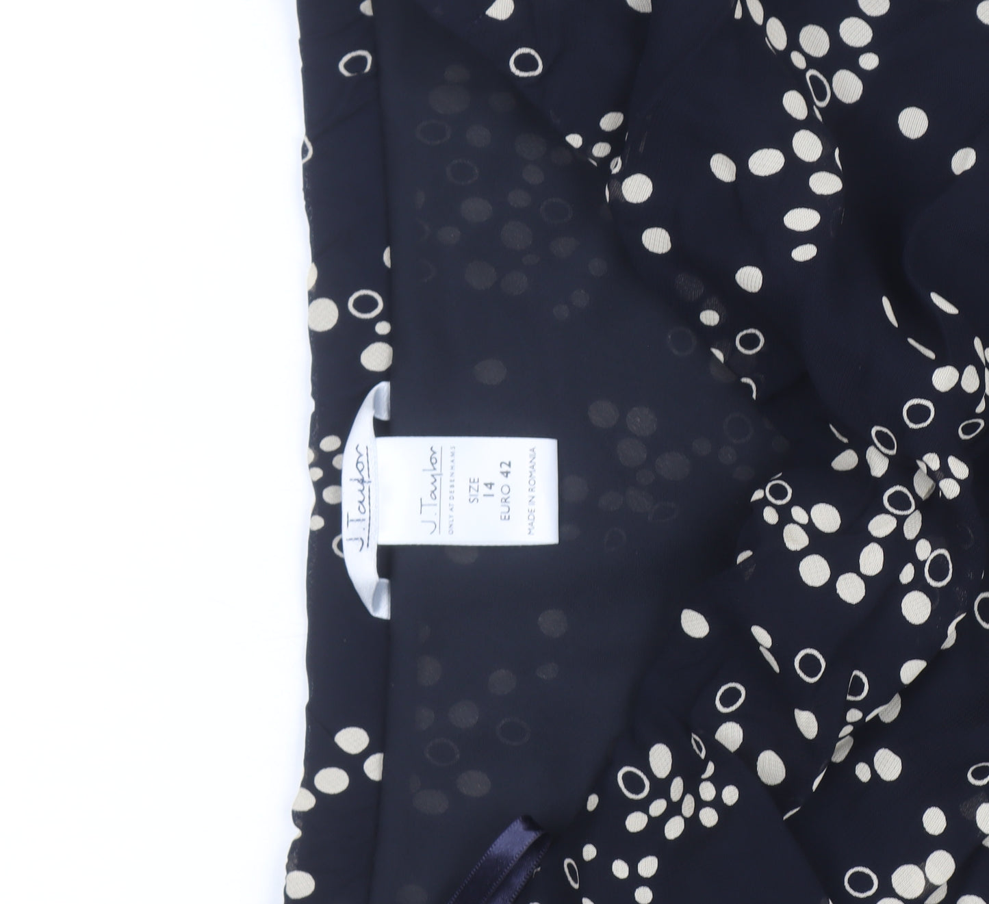 J Taylor Women's Black Polka Dot Midi Trumpet Skirt Size 14