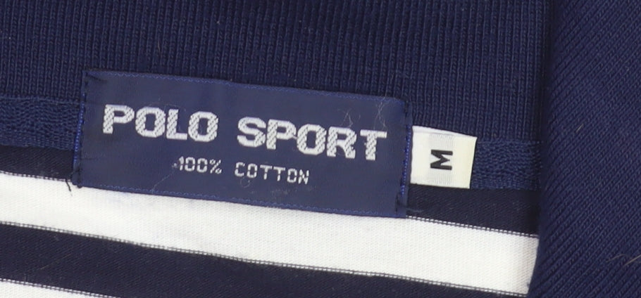 Polo Sport Men's Blue Striped Cotton Short Sleeve Polo Shirt M