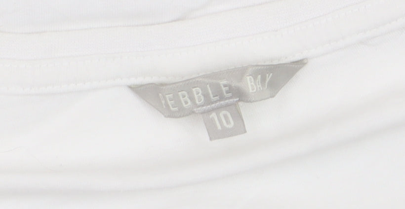 Pebble Bay Women's White Floral Cotton T-Shirt Size 10
