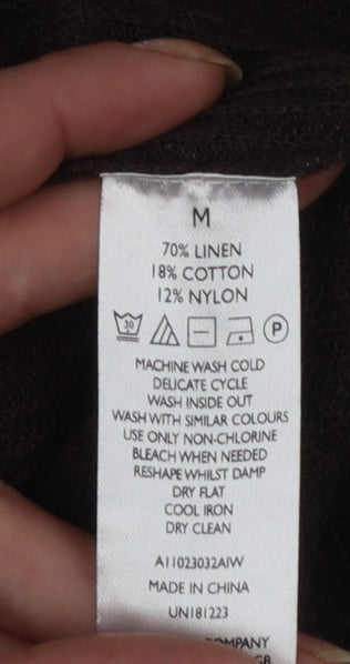 The White Company Women's Brown Linen Blend Cardigan M