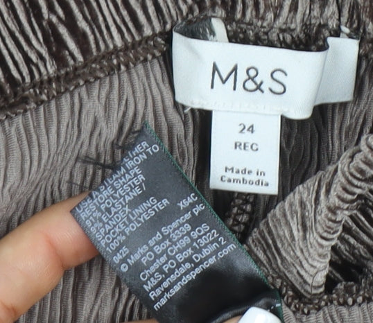 Marks and Spencer Women’s Brown Size 24 Wide-Leg Velvet Trousers