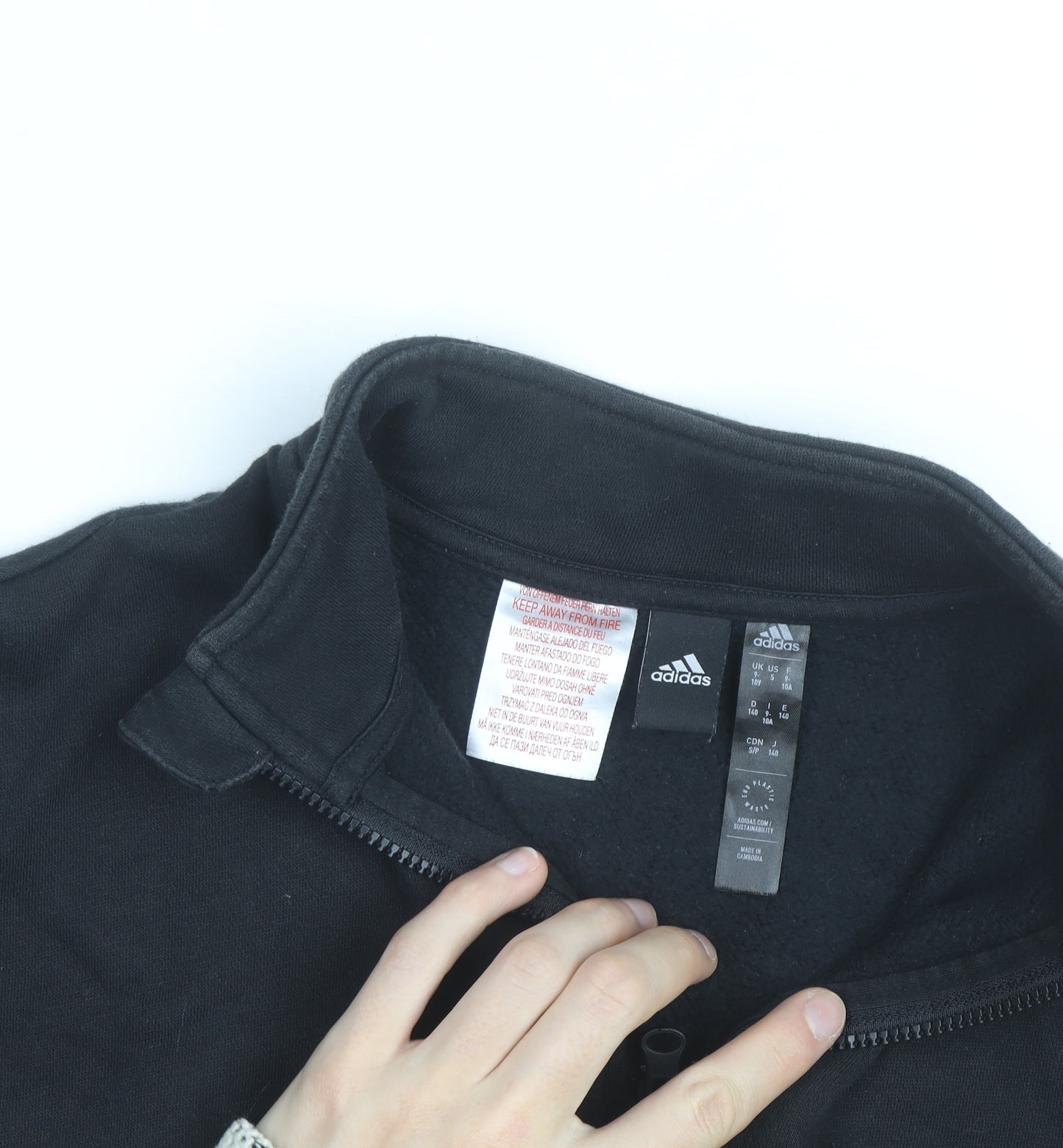 Adidas Girls Black Pink 1/2 Zip Hoodie Sweatshirt Size 13-14 Years