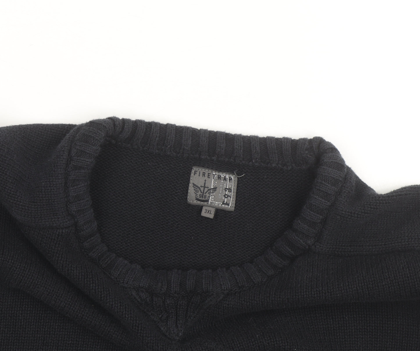 Firetrap Men's Black 3XL Crew Neck Cotton Pullover Jumper