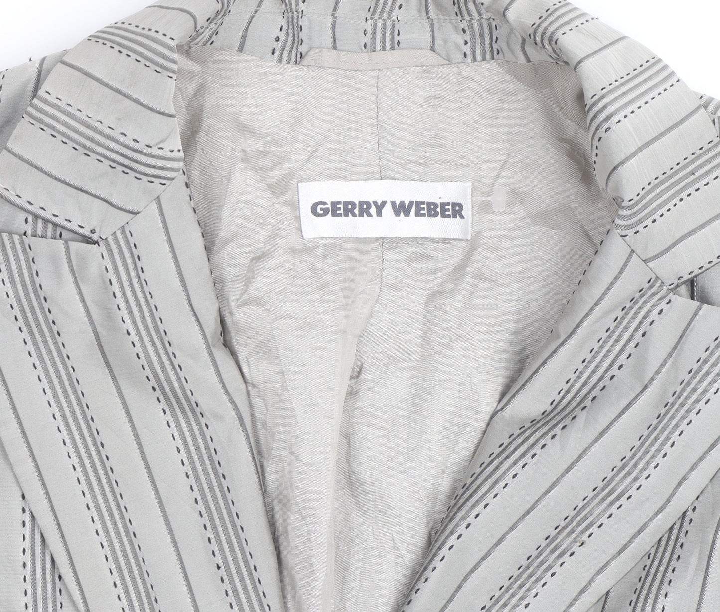 Gerry Weber Women's Grey Striped Cotton Silk Blazer Size 12