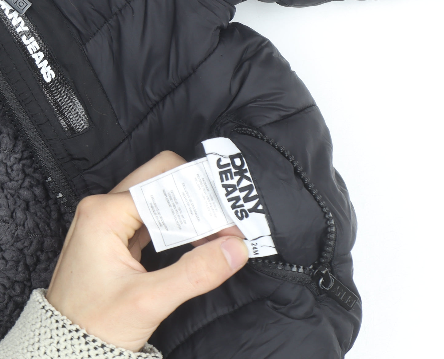 DKNY Jeans Boys Black Hooded Puffer Jacket 2 Years Winter Coat