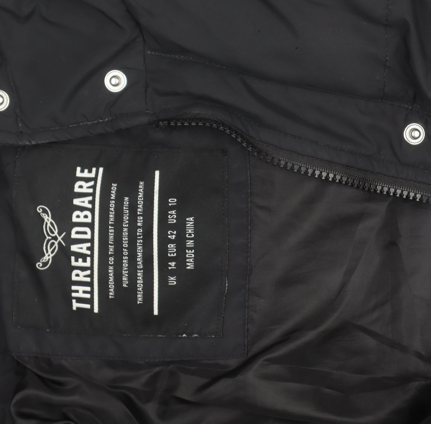 Threadbare Womens Black Long Hooded Puffer Coat Size 14