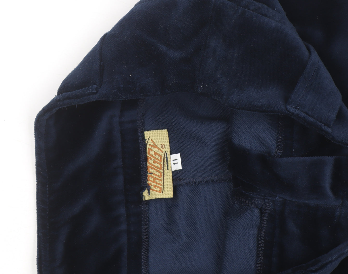 Groggy Women Navy Velvet Flared Trousers Size M High Rise