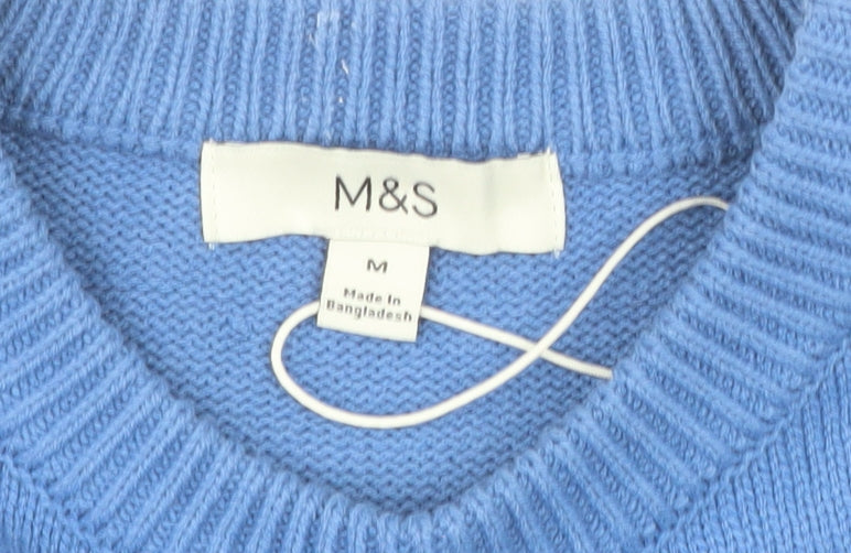 Marks and Spencer Men's Blue M Cotton Crew Neck Jumper