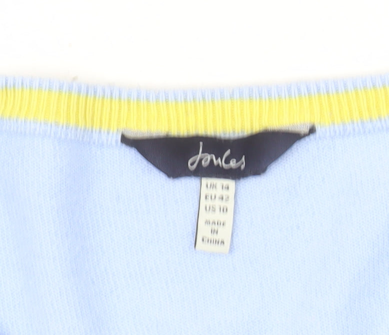 Joules Women's Blue Cotton Viscose Button Cardigan Size 14