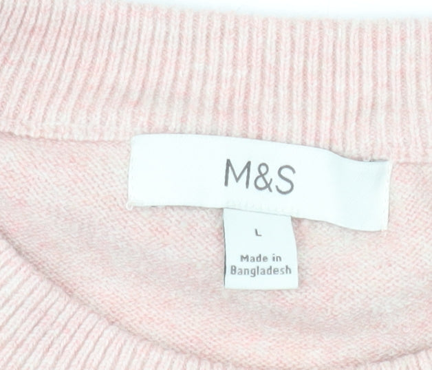Marks and Spencer Womens Pink Crew Neck Knit Jumper L
