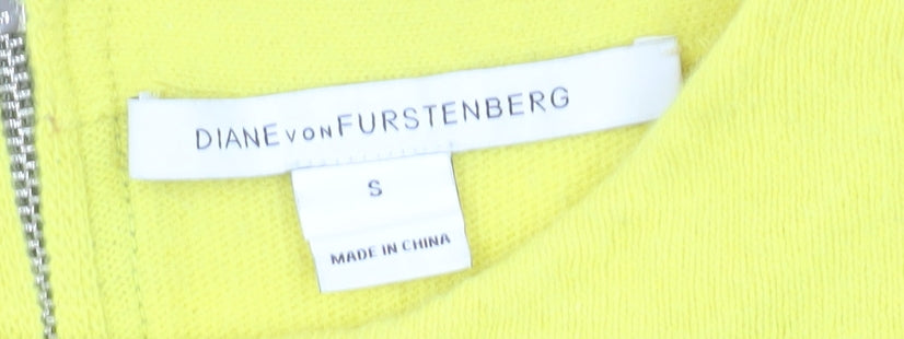 Diane von Furstenberg Women’s Yellow Wool Blend Zip Back Jumper Size S